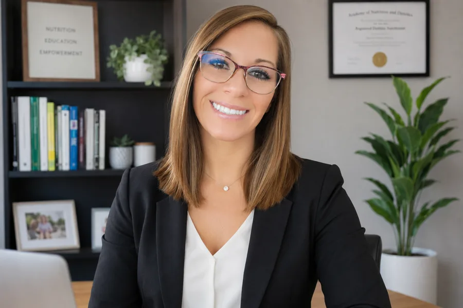 Samantha Novak, MS, RD, LDN, CPT — the Registered Dietitian who reviews Cora's patient education library